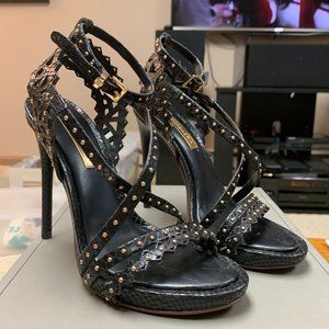 BCBGMaxAzria Esra Black Python Black Strappy Heels